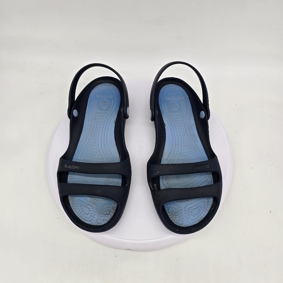 Crocs Shoes Women 9 Cleo II Double Strap Slingback Sandals Navy Blue - Picture 8 of 9